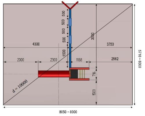 Csúszdaállvány 1,2 m-es esésmagassággal kettő hintával (fém) telepítési rajz